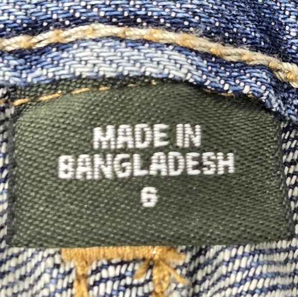 EDDIE BAUER DENIM BLUE JEANS SKIRT BUTTON FLY CREAM EMBROIDERY WOMEN   6 2010S - Picture 11 of 15